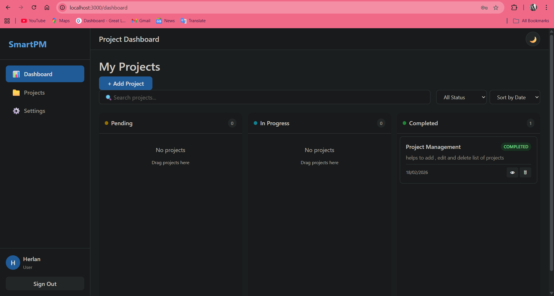 Smart Project Management Dashboard
